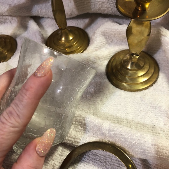 Vintage cracked glass and spiral brass candleholders made in India - Picture 4 of 12